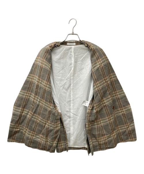 MACPHEE（マカフィー）MACPHEE (マカフィー) レーヨンリネンチェック ダブルブレストジャケット 12-07-21-07031 グリーン サイズ:36の古着・服飾アイテム