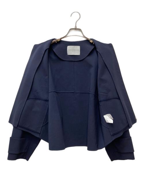 TOMORROW LAND（トゥモローランド）TOMORROW LAND (トゥモローランド) ライトウエイトリバー ノーカラーブルゾン　11-07-01-07132 ネイビー サイズ:36の古着・服飾アイテム