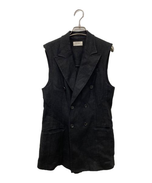 DES PRES（デ プレ）DES PRES (デ プレ) ウェットリネン ダブルブレストジレ ブラック サイズ:Freeの古着・服飾アイテム