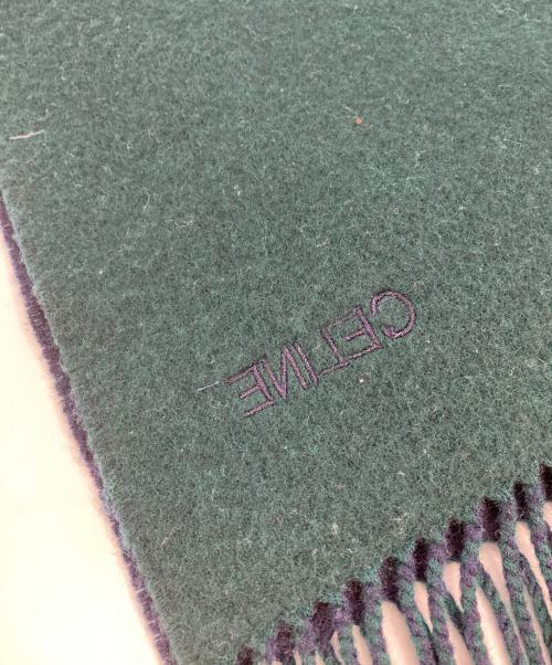 CELINE（セリーヌ）CELINE (セリーヌ) マフラー グリーン×ネイビーの古着・服飾アイテム