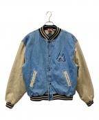 MICKEY.incミッキー）の古着「デニム切替スタジャン」｜ブルー