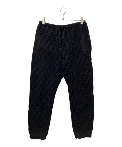 FENDI（フェンディ）FENDI (フェンディ) FFズッカ柄ベロアスウェットパンツ　FB0461 AFRJ ブラック サイズ:46の古着・服飾アイテム