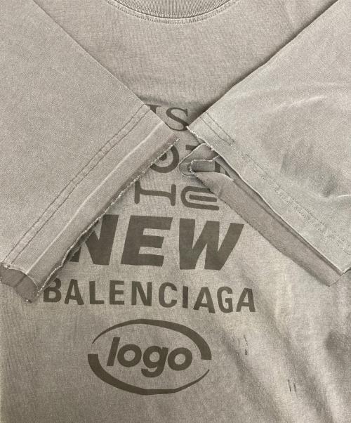 BALENCIAGA（バレンシアガ）BALENCIAGA (バレンシアガ) ダメージ加工マルチロゴTシャツ グレー サイズ:Sの古着・服飾アイテム
