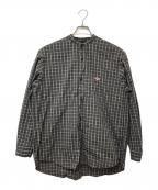 DANTONダントン）の古着「BROAD CHECK BAND COLLAR SHIRT　DT-B0003 STC」｜ブラック×グレー