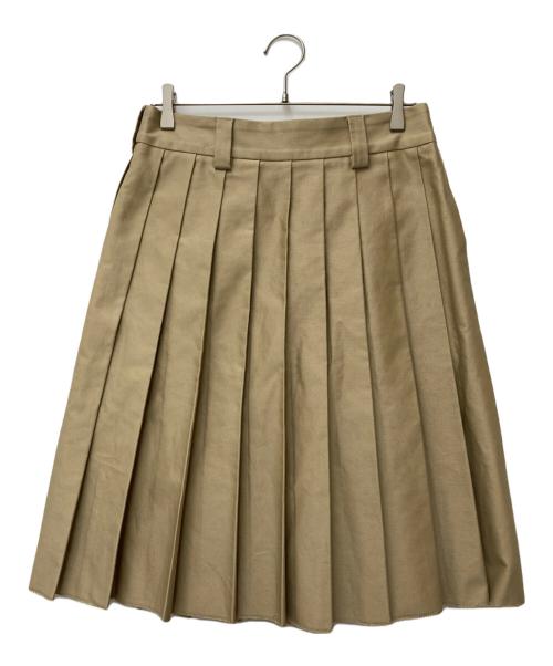 MIU MIU（ミュウミュウ）MIU MIU (ミュウミュウ) ロゴプリーツスカート　MG1781 1UPX ベージュ サイズ:36の古着・服飾アイテム