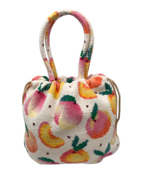 LOVERARY by FEILER（ラブラリー バイ フェイラー）LOVERARY by FEILER (ラブラリー バイ フェイラー) ドットピーチハンドバッグ ホワイト×ピンクの古着・服飾アイテム