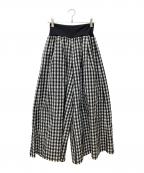 ）の古着「Gingham Check Wide Pants 62420604」｜ホワイト×ブラック
