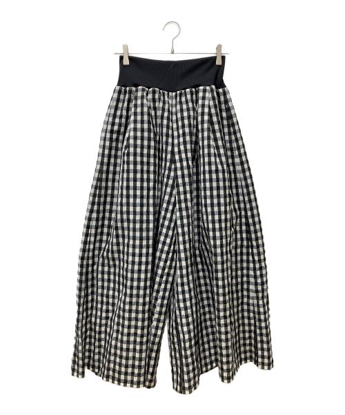 INTIMITE（アンティミテ）INTIMITE (アンティミテ) Gingham Check Wide Pants 62420604 ホワイト×ブラック サイズ:Mの古着・服飾アイテム