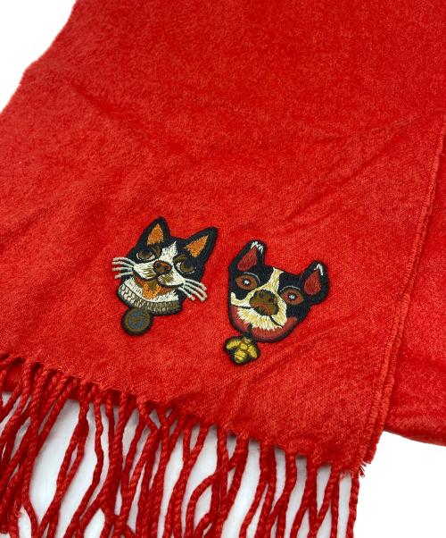 GUCCI（グッチ）GUCCI (グッチ) アニマルモチーフマフラー レッド サイズ:25×186の古着・服飾アイテム