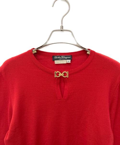 Salvatore Ferragamo（サルヴァトーレ フェラガモ）Salvatore Ferragamo (サルヴァトーレ フェラガモ) ニット レッド サイズ:Mの古着・服飾アイテム