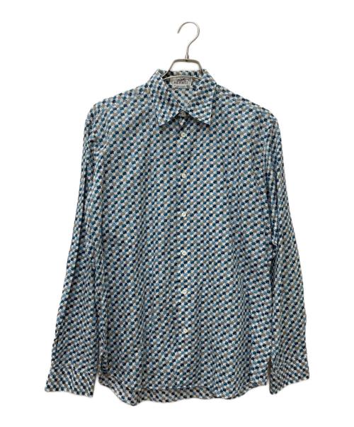 HERMES（エルメス）HERMES (エルメス) 総柄シャツ ブルー サイズ:16の古着・服飾アイテム