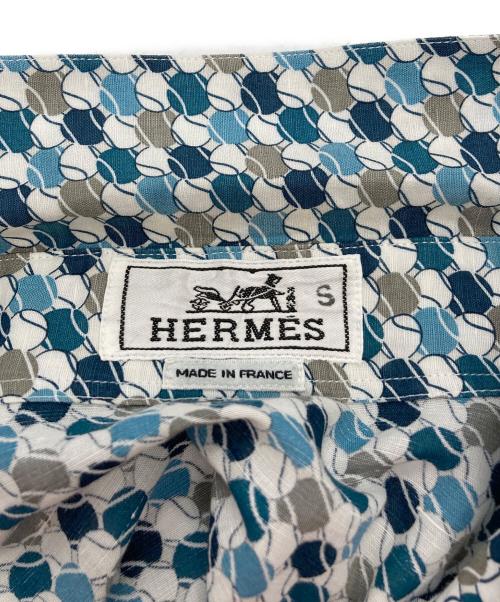 HERMES（エルメス）HERMES (エルメス) 総柄シャツ ブルー サイズ:16の古着・服飾アイテム