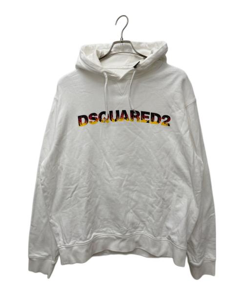DSQUARED2（ディースクエアード）DSQUARED2 (ディースクエアード) ロゴパーカー ホワイト サイズ:XXLの古着・服飾アイテム