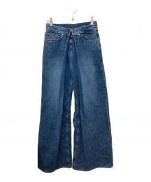 JOHN LAWRENCE SULLIVAN（ジョン ローレンス サリバン）の古着「WOMENS WASHED DENIM WIDE PANTS」｜インディゴ
