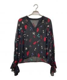 Diagram（ダイアグラム）の古着「モチーフ刺繍カフタントップ」｜ブラック