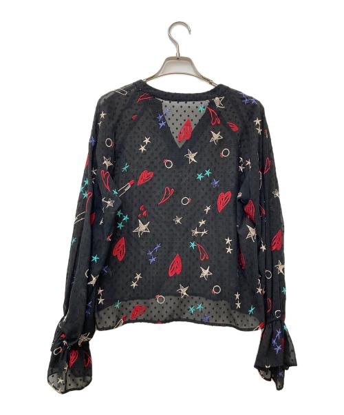 Diagram（ダイアグラム）Diagram (ダイアグラム) モチーフ刺繍カフタントップ ブラック サイズ:36の古着・服飾アイテム