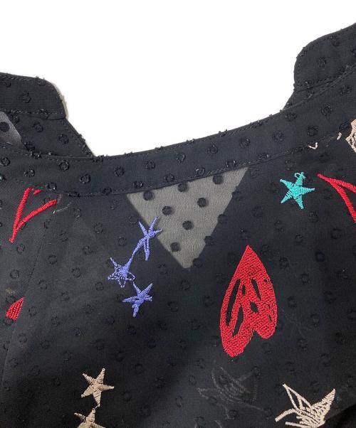 Diagram（ダイアグラム）Diagram (ダイアグラム) モチーフ刺繍カフタントップ ブラック サイズ:36の古着・服飾アイテム