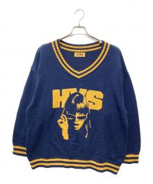 Hysteric Glamour（ヒステリックグラマー）の古着「MAXIMUM ROCKジャカードチルデンオーバーサイズセーター 01233NS04」｜ネイビー