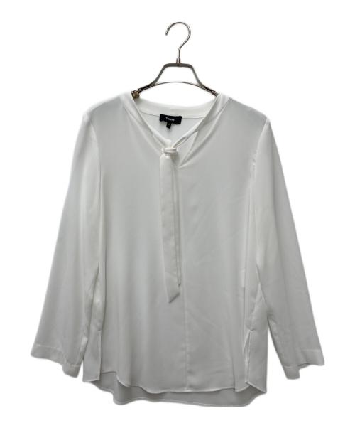theory（セオリー）theory (セオリー) バンドカラーボウタイブラウス ホワイト サイズ:Sの古着・服飾アイテム