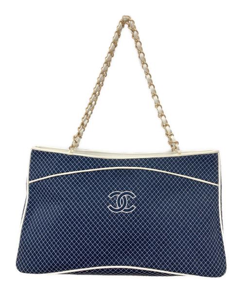 CHANEL（シャネル）CHANEL (シャネル) マトラッセ マイクロマトラッセチェーントートバッグ ネイビーの古着・服飾アイテム