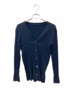SOEJUソージュ）の古着「ワイドリブVネックカーディガン」｜ネイビー