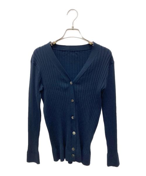 SOEJU（ソージュ）SOEJU (ソージュ) ワイドリブVネックカーディガン ネイビー サイズ:Mの古着・服飾アイテム