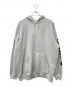 CarHarttカーハート）の古着「Loose Fit Midweight Logo Sleeve Graphic Pullover Hoodie TS0288-M」｜グレー
