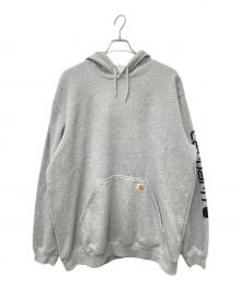 CarHartt（カーハート）の古着「Loose Fit Midweight Logo Sleeve Graphic Pullover Hoodie TS0288-M」｜グレー