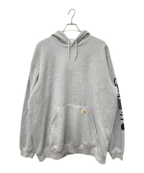 CarHartt（カーハート）CarHartt (カーハート) Loose Fit Midweight Logo Sleeve Graphic Pullover Hoodie TS0288-M グレー サイズ:XLの古着・服飾アイテム