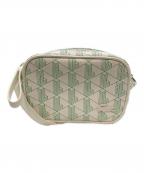 LACOSTEラコステ）の古着「デイリーライフスタイルシーズナル モノグラムジップショルダーバッグ」｜ホワイト×グリーン