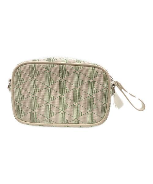 LACOSTE（ラコステ）LACOSTE (ラコステ) デイリーライフスタイルシーズナル モノグラムジップショルダーバッグ ホワイト×グリーンの古着・服飾アイテム