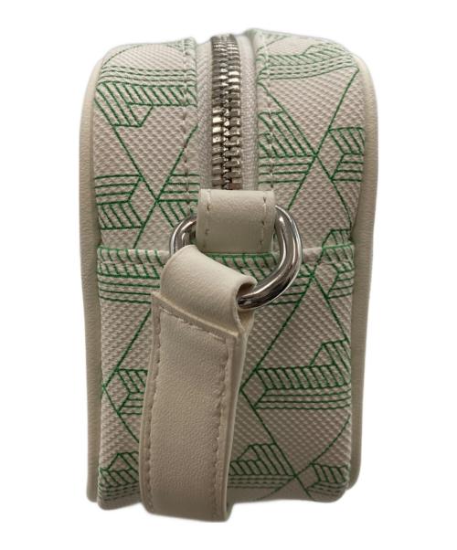 LACOSTE（ラコステ）LACOSTE (ラコステ) デイリーライフスタイルシーズナル モノグラムジップショルダーバッグ ホワイト×グリーンの古着・服飾アイテム