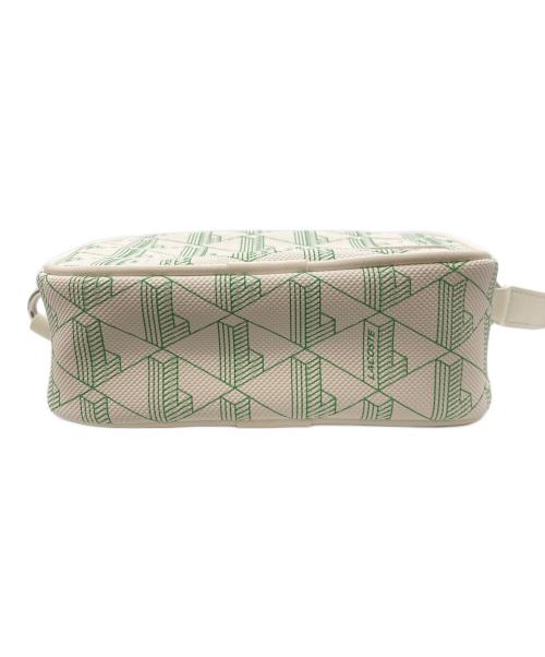 LACOSTE（ラコステ）LACOSTE (ラコステ) デイリーライフスタイルシーズナル モノグラムジップショルダーバッグ ホワイト×グリーンの古着・服飾アイテム