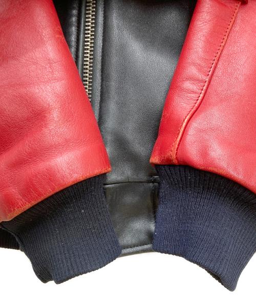 FREEDOM LEATHER COMPANY（フリーダムレザーカンパニー）FREEDOM LEATHER COMPANY (フリーダムレザーカンパニー) レザーブルゾン レッド×ブラック サイズ:42の古着・服飾アイテム