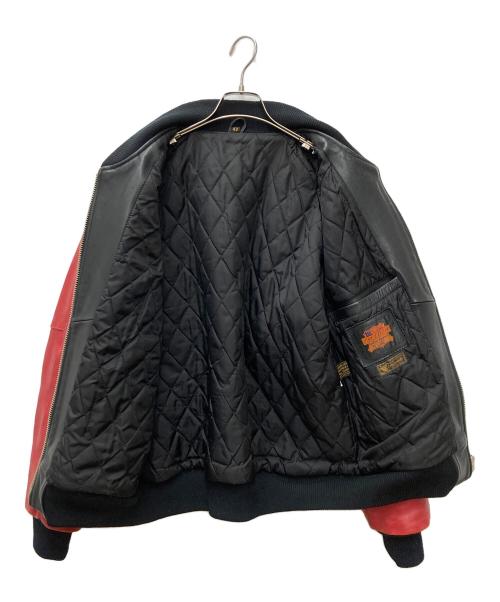 FREEDOM LEATHER COMPANY（フリーダムレザーカンパニー）FREEDOM LEATHER COMPANY (フリーダムレザーカンパニー) レザーブルゾン レッド×ブラック サイズ:42の古着・服飾アイテム