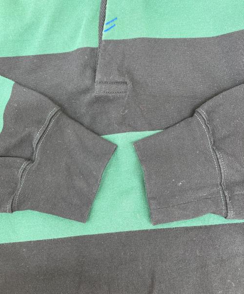 BURBERRY（バーバリー）BURBERRY (バーバリー) Long Sleeve Striped Cotton Polo Shirt ブラック×グリーン サイズ:XLの古着・服飾アイテム