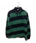 BURBERRY（バーバリー）の古着「Long Sleeve Striped Cotton Polo Shirt」｜ブラック×グリーン