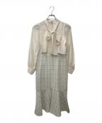 JILL BY JILLSTUARTジル バイ ジルスチュアート）の古着「ブラウスドッキングツイードワンピース」｜ホワイト