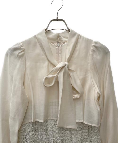 JILL BY JILLSTUART（ジル バイ ジルスチュアート）JILL BY JILLSTUART (ジル バイ ジルスチュアート) ブラウスドッキングツイードワンピース ホワイト サイズ:Mの古着・服飾アイテム