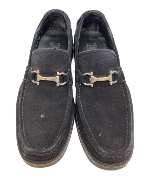 Salvatore Ferragamo（サルヴァトーレ フェラガモ）Salvatore Ferragamo (サルヴァトーレ フェラガモ) ガンチーニスエードローファー ブラック サイズ:8 1/2の古着・服飾アイテム