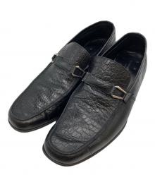 ERMENEGILDO ZEGNA（エルメネジルド・ゼニア）の古着「クロコ型押しローファー」｜ブラック