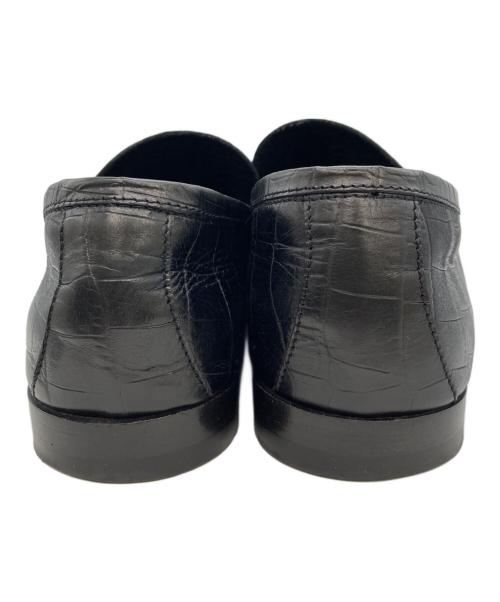 ERMENEGILDO ZEGNA（エルメネジルド・ゼニア）ERMENEGILDO ZEGNA (エルメネジルド・ゼニア) クロコ型押しローファー ブラック サイズ: 7 1/2 (27-27.5cm)の古着・服飾アイテム