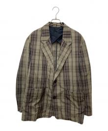 STUDIO NICHOLSON（スタジオ ニコルソン）の古着「マドラスチェック ソフトテーラード ジャケット　51-10-421008」｜ブラウン