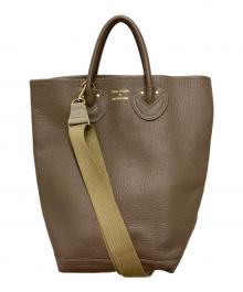YOUNG & OLSEN The DRYGOODS STORE（ヤングアンドオルセン ザ ドライグッズストア）の古着「EMBOSSED LEATHER HAVERSACK」｜ベージュ