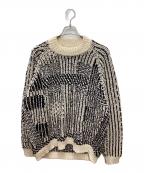 JAN JAN VAN ESSCHEヤンヤンバンエシュ）の古着「LOOSE FIT MEDIUM WEIGHT GRAPHICAL CREW NECK, MACHINE KNITTED」｜ベージュ×ブラック