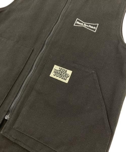 BlackEyePatch（ブラックアイパッチ）BlackEyePatch (ブラックアイパッチ) WASTED YOUTH (ウェイステッドユース) ダックベスト ブラック サイズ:Lの古着・服飾アイテム