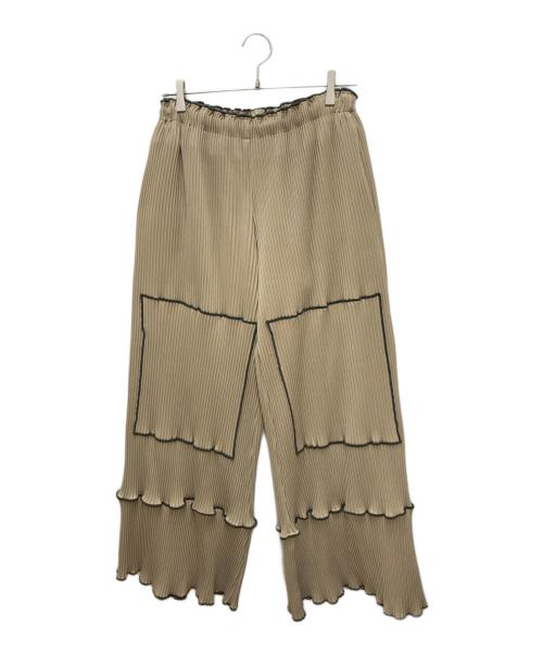 todo kotohayokozawa（トゥードゥー コトハヨコザワ）todo kotohayokozawa (トゥードゥー コトハヨコザワ) プリーツニットパンツ ベージュ サイズ:Freeの古着・服飾アイテム