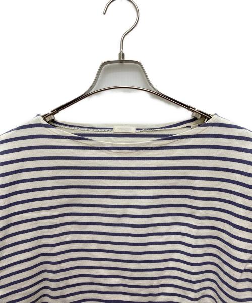 COMOLI（コモリ）COMOLI (コモリ) ボートネックボーダーカットソー パープル×ホワイト サイズ:1の古着・服飾アイテム
