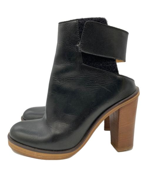 MM6 Maison Margiela（エムエムシックスメゾンマルジェラ）MM6 Maison Margiela (エムエムシックスメゾンマルジェラ) レザーアンクルブーツ ブラック サイズ:36の古着・服飾アイテム