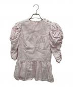BORDERS at BALCONYボーダーズアットバルコニー）の古着「LINEN PEPLUM TOP」｜ピンク